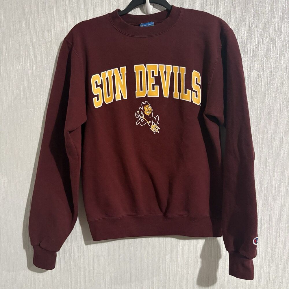 Sun Devils Arizona State Crew Neck Sweatshirt Champion Eco Fleece Maroon XS